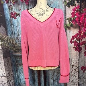 Venus NWT Anchor V-neck Sweater in hot pink ,‎ size medium